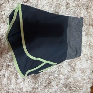Hind Black Athletic Shorts with Lime Trim and Gray Waistband